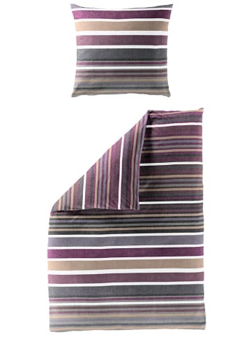 Bierbaum Satin-Bettwäsche "Bierbaum" in Lila/ Beige/ Grau