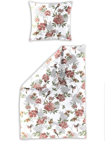 Bierbaum Komplet pościeli satynowej w kolorze biało-jasnoróżowym