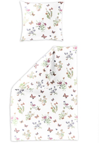 Bierbaum Komplet pościeli satynowej  w kolorze białym ze wzorem