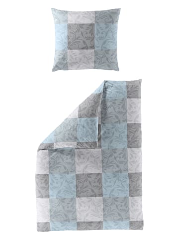 Bierbaum Biber-Bettwäsche-Set in Grau/ Hellblau
