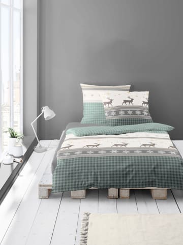 Bierbaum Biber-Bettwäsche-Set in Weiß/ Mint