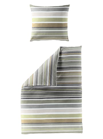 Bierbaum Komplet pościeli flanelowej w kolorze szaro-zielonym