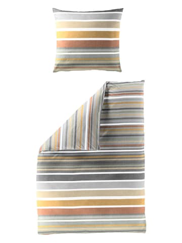 Bierbaum Biber-Bettwäsche-Set in Grau/ Orange