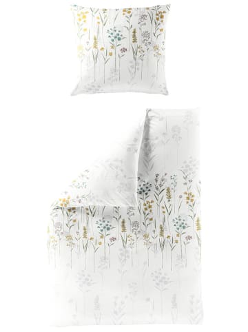 Bierbaum Komplet pościeli flanelowej w kolorze biało-zielono-żółtym