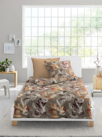 Bierbaum Komplet pościeli flanelowej w kolorze beżowo-pomarańczowym
