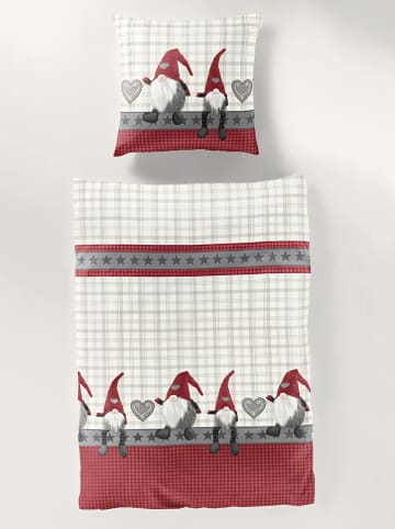 Bierbaum Biber-Bettwäsche-Set in Beige/ Rot