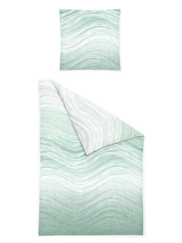 Bierbaum Komplet pościeli w kolorze miętowo-białym z kory