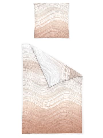 Bierbaum Komplet pościeli w kolorze brzoskwiniowo-białym z kory