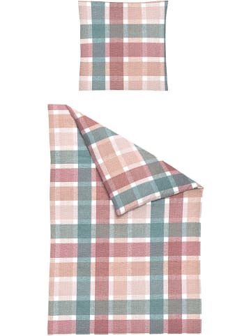 Bierbaum Seersucker-Bettwäsche-Set in Rosa/ Blau