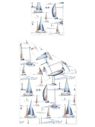 Bierbaum Komplet pościeli w kolorze biało-niebieskim z kory