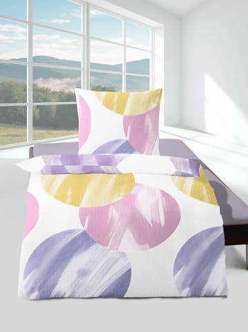 Bierbaum Komplet pościeli w kolorze biało-fioletowo-jasnoróżowym z kory