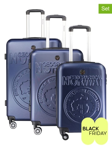 Geographical Norway 3tlg. Hardcase-Trolleyset "Stanislaseo" in Dunkelblau