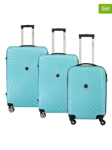 Geographical Norway 3-delige hardcase-trolleyset "Sunlighteo" lichtblauw