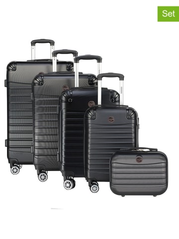 Geographical Norway 5-delige hardcase-trolleyset "Shock" zwart