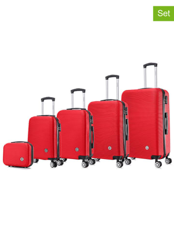 Geographical Norway 5-delige hardcase-trolleyset "Solomun" rood
