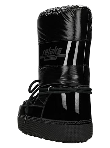 Relaks Skórzane kozaki zimowe w kolorze czarnym