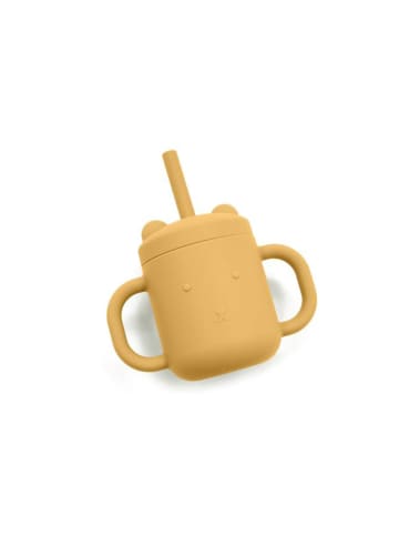 Magni Silikon-Trinkbecher mit Strohhalm in Hellbraun