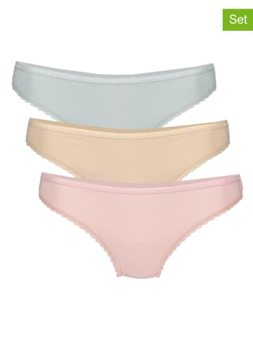 Tommy Hilfiger 3er-Set: Strings in Rosa/ Hellblau/ Beige