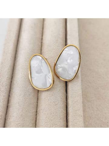 Nakkash Pozłacane kolczyki-wkrętki z masą perłową