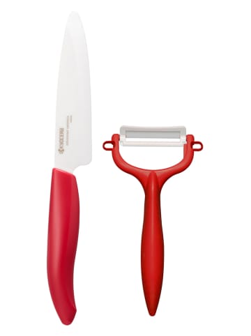 Kyocera 2-delige set: groentemes & schilmes "Gen" rood