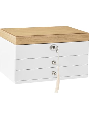 Songmics Schmuckkästchen in Weiß/ Hellbraun - (B)25 x (H)15 x (T)17 cm