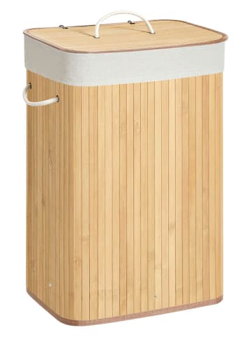 Songmics Kosz w kolorze jasnobrązowo-białym na pranie - 40 x 61 x 30 cm