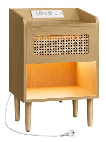 Songmics Nachttisch in Hellbraun - (B)40 x (H)60 x (T)35 cm