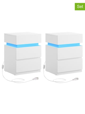 SONGMICS 2er-Set: Nachttische in Weiß - (B)40 x (H)55 x (T)35 cm