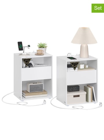 Songmics 2er-Set: Nachttische in Weiß - (B)45 x (H)58 x (T)35 cm