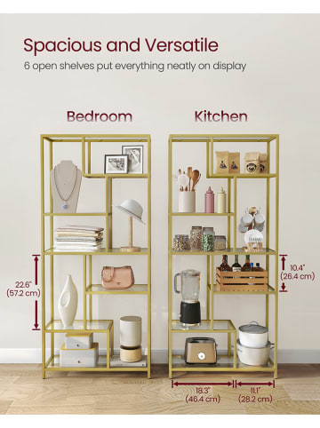 SONGMICS Standregal in Gold - (B)80 x (H)180 x (T)30 cm