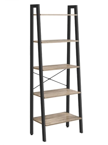 Songmics Regał stojący w kolorze jasnobrązowo-czarnym - 56 x 171,5 x 34,5 cm