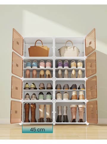 SONGMICS Schuhschrank in Weiß/ Hellbraun - (B)95 x (H)125,5 x (T)32 cm