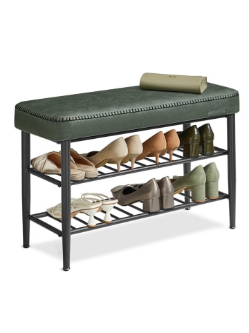 Songmics Schoenenbank zwart/groen - (B)80 x (H)50 x (D)30 cm