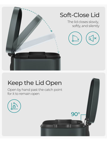 Songmics Pedaalemmer donkergrijs - 50 l