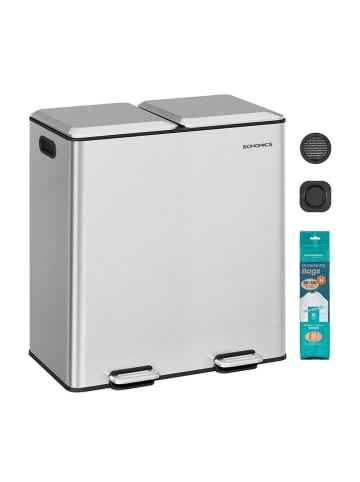 Songmics Tretmülleimer in Silber - 2x 30 l