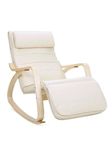Songmics Schommelstoel beige/lichtbruin - (B)84 x (H)121,5 x (D)67 cm