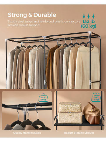 SONGMICS Szafa w kolorze czarnym na ubrania - 127 x 176 x 45 cm