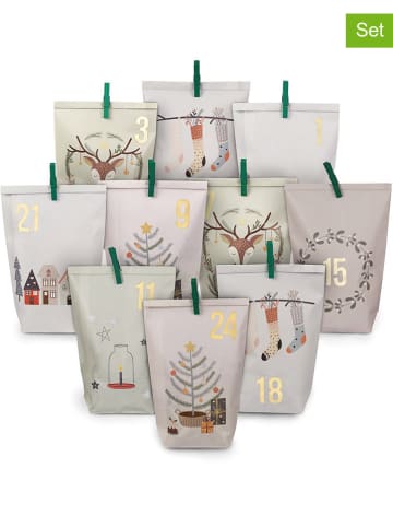 G. Wurm 72-delige adventskalender "Kerstmotieven" wit/groen