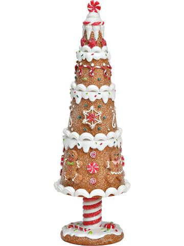 G. Wurm Dekoobjekt "Tannenbaum" in Hellbraun/ Rot/ Weiß - (B)8 x (H)25 x (T)8 cm