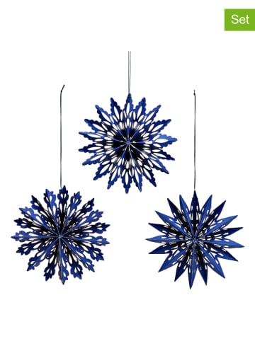 G. Wurm 12er-Set: Dekohänger ''Snowflake'' in Blau - Ø 10 cm