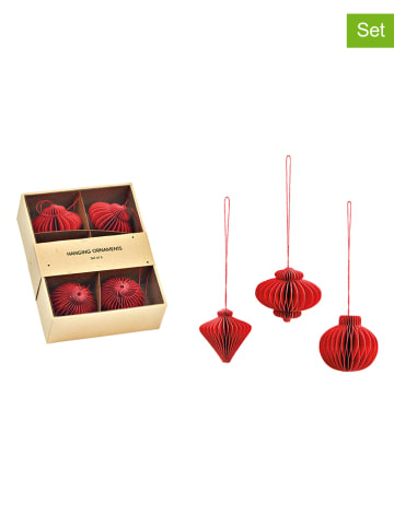 G. Wurm 6er-Set: Dekohänger ''Honeycomb'' in Rot - Ø 4 cm