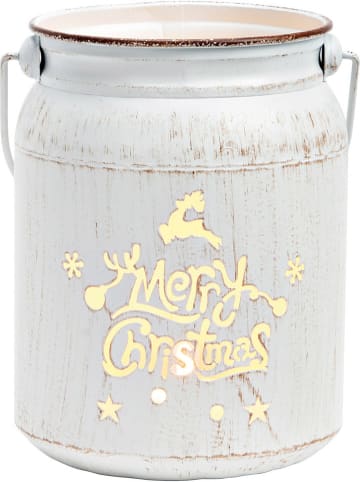 G. Wurm Windlicht "Merry Christmas" wit - (H19 x Ø 14 cm