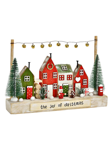 G. Wurm Dekoaufsteller "Joy of Christmas" in Beige/ Grün/ Rot - (B)27 x (H)19 x (T)5 cm