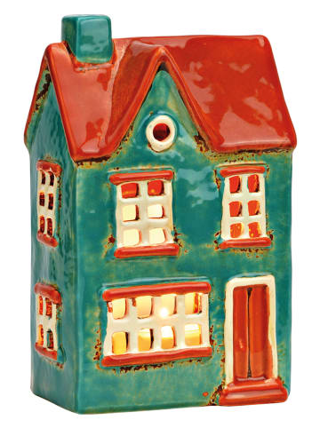 G. Wurm Windlicht "House" groen/rood - (B)12 x (H)19 x (D)8 cm