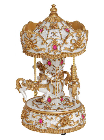 G. Wurm Muziekdoos "Music Box" wit/goudkleurig - (H)25 x Ø 12 cm