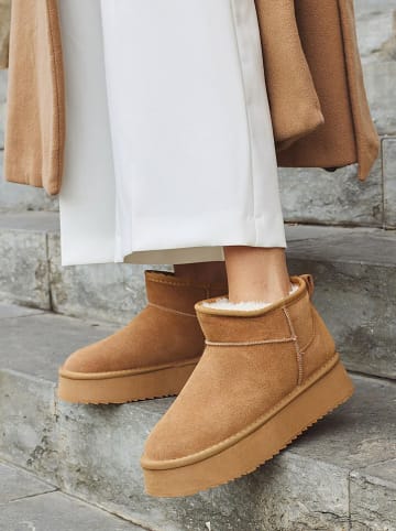 Bellucci Skórzane botki w kolorze jasnobrązowym