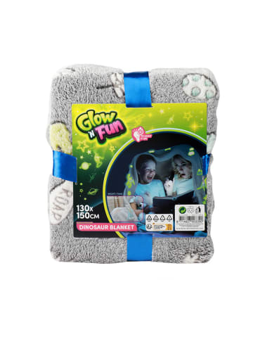 Toi-Toys Fluoreszierende Decke "Dino" in Grau - (L)130 x (B)150 cm
