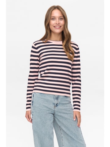 NÜMPH Sweter "Nustripy" w kolorze jasnoróżowo-granatowym