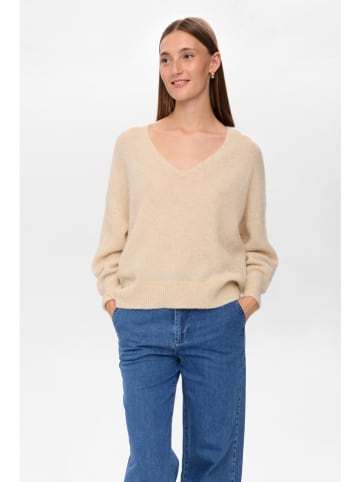 NÜMPH Sweter "Nuriette" w kolorze beżowym