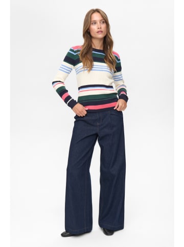 NÜMPH Pullover "Nukitti" in Weiß/ Petrol/ Pink